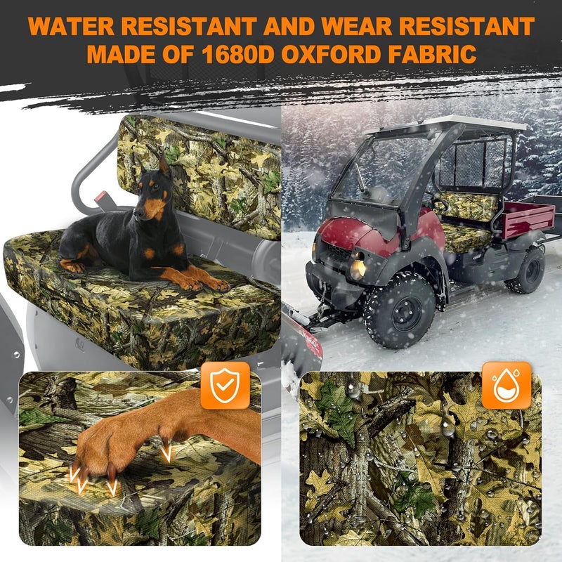 BORDAN UTV Waterproof Seat Cover for Kawasaki Mule 600 610 2005-2016 Mule SX 2017-2023, Heavy Duty 1680D Full Protection Camo Seat Cover for UTV Outdoor(2 PCS) - Image 3